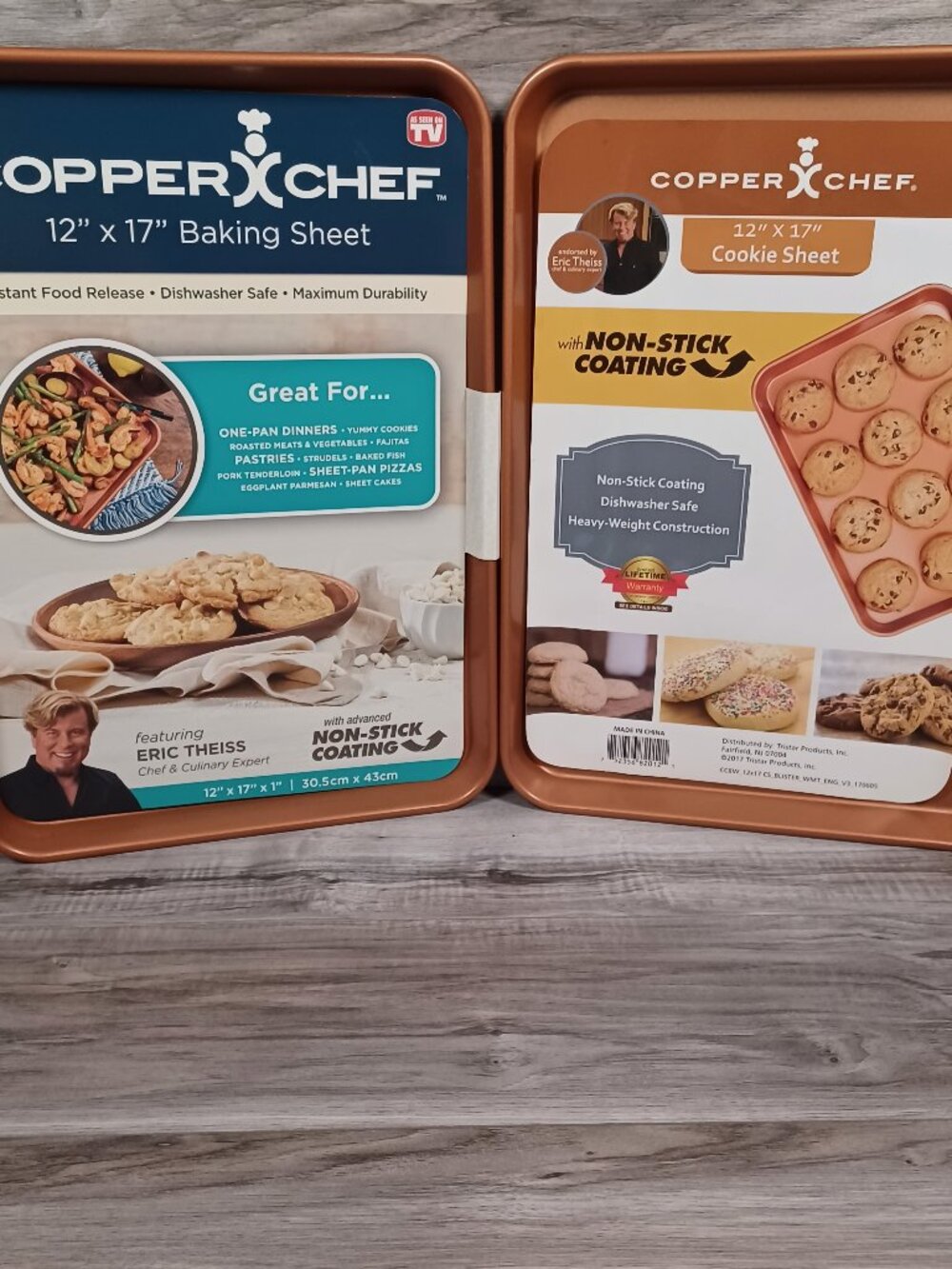 New Lot of 2 Nonstick Copper Baking Sheets 12x17 Inch Cookie Pan Bakeware